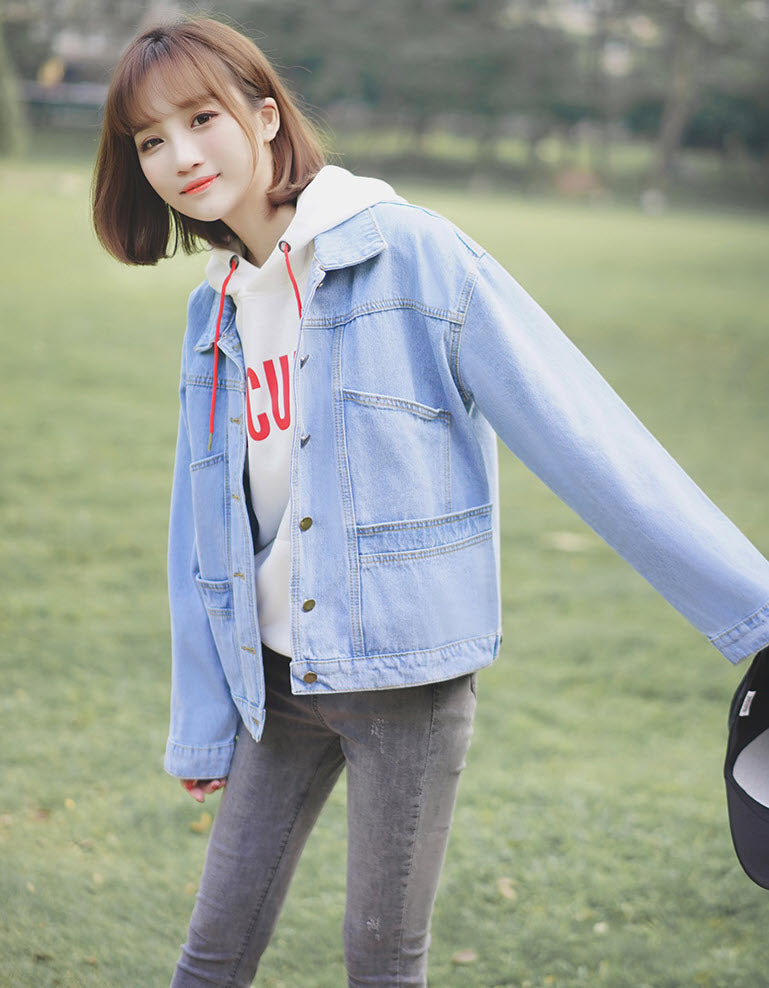 Blue Casual College Type Jacket