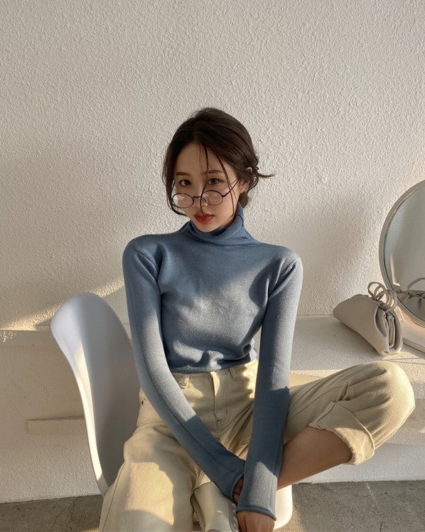 Red Velvet Irene Inspired Blue Knitted Turtleneck Sweater