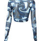 Dreamcatcher SuA Inspired Blue Swirly Mesh Crop Top