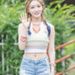 ChungHa Inspired Knitted V-neck Lace Crop Top