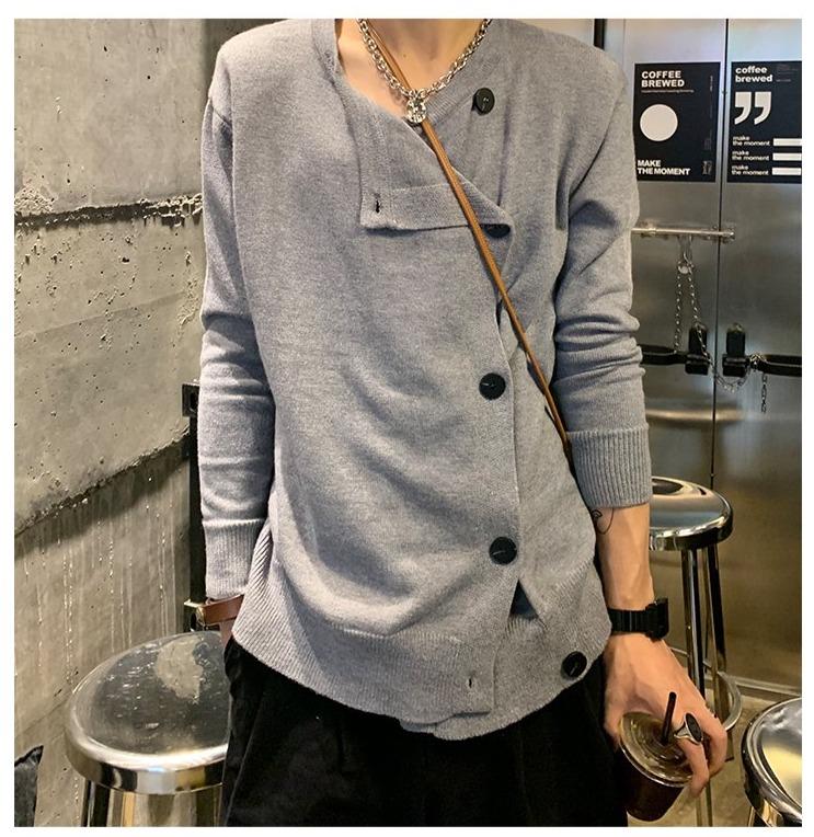 Light Gray Buttons Knitted Cardigan