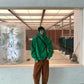 Green Casual Hooded Sweatshirt