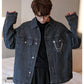 Black Chain Design Denim Jacket