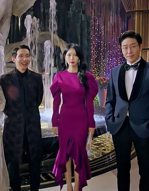 Penthouse Cheon Seo Ji Inspired Lilac Irregular Ruffle Hem Dress