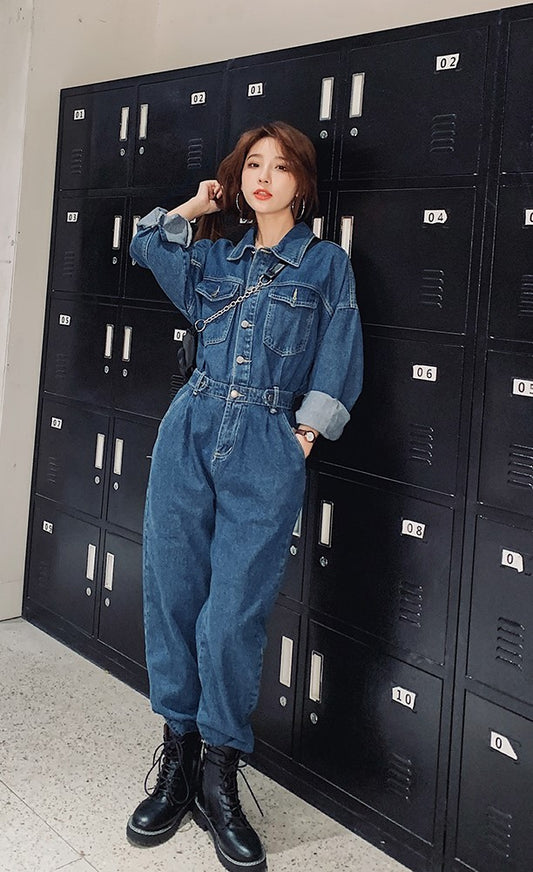 Our Beloved Summer Choi Woong Inspired Blue Loose Denim Jumpsuit