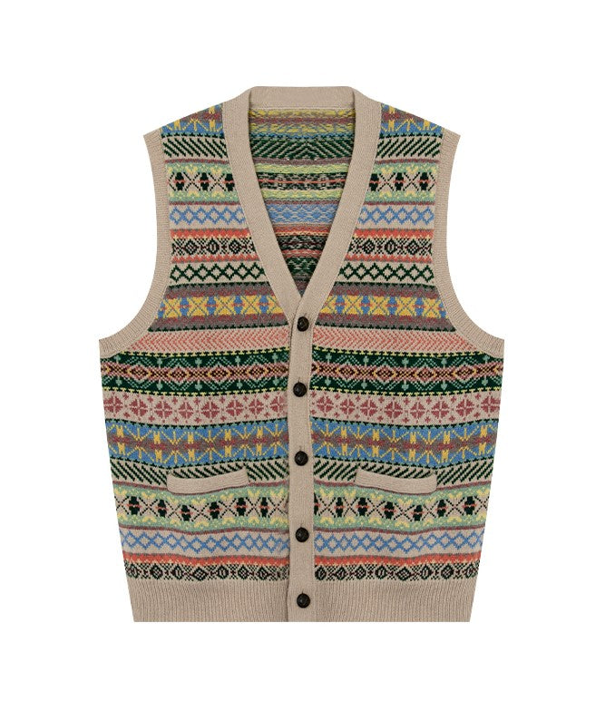 Our Beloved Summer Choi Woong Inspired Beige Traditional Patterned Vest