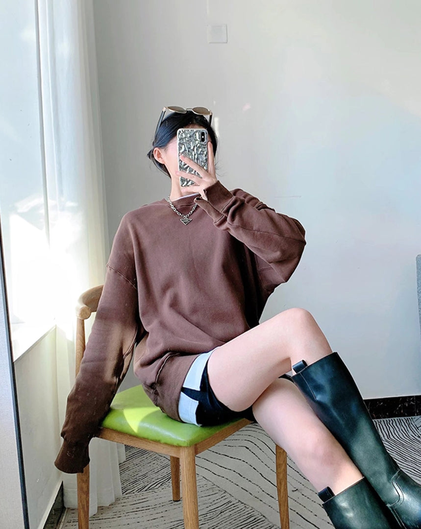 Our Beloved Summer Kook Yeon Su Inspired Dark Brown Oversized Sweatshirt