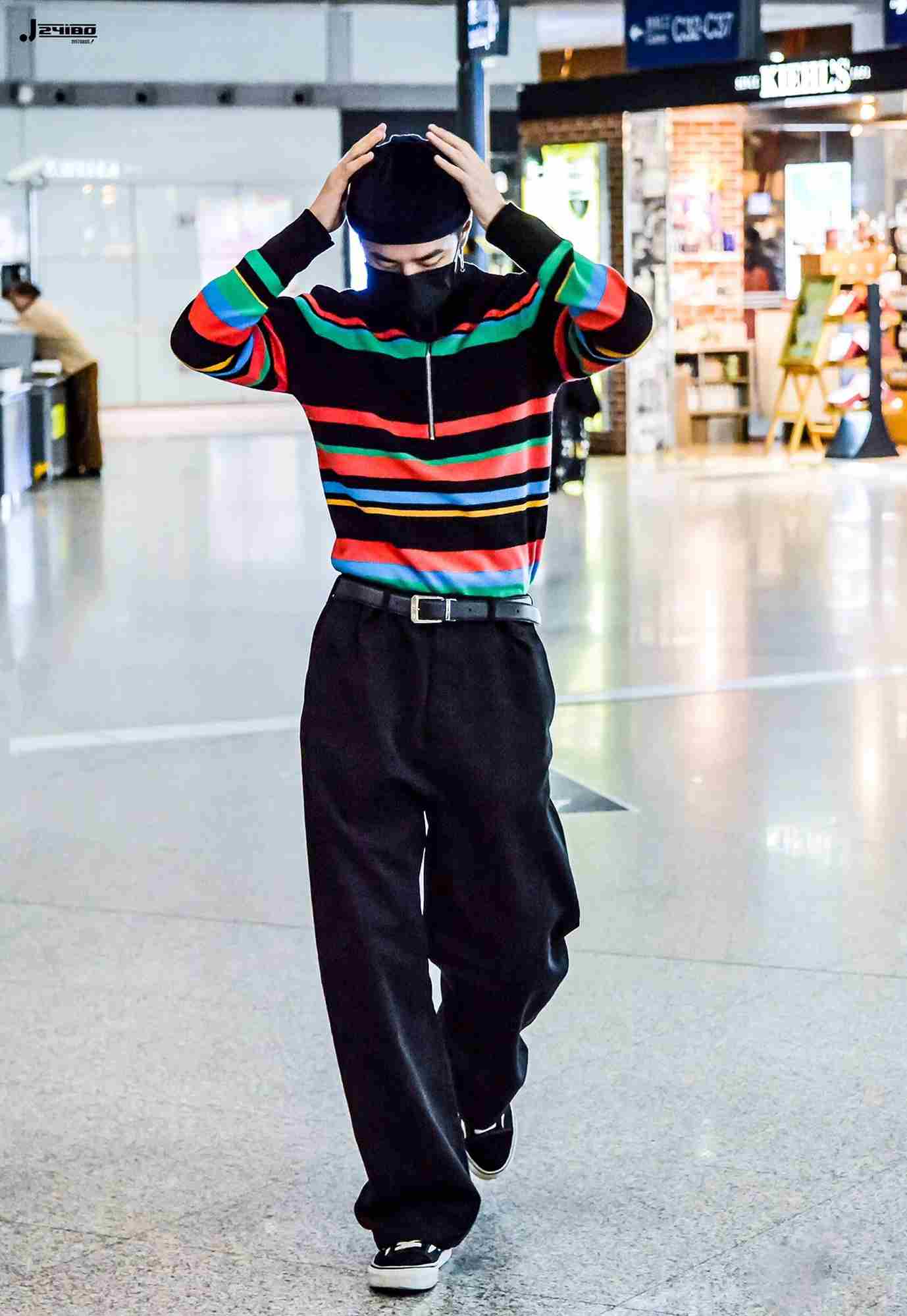 GOT7 Jackson Inspired Striped Half-Zip Sweater