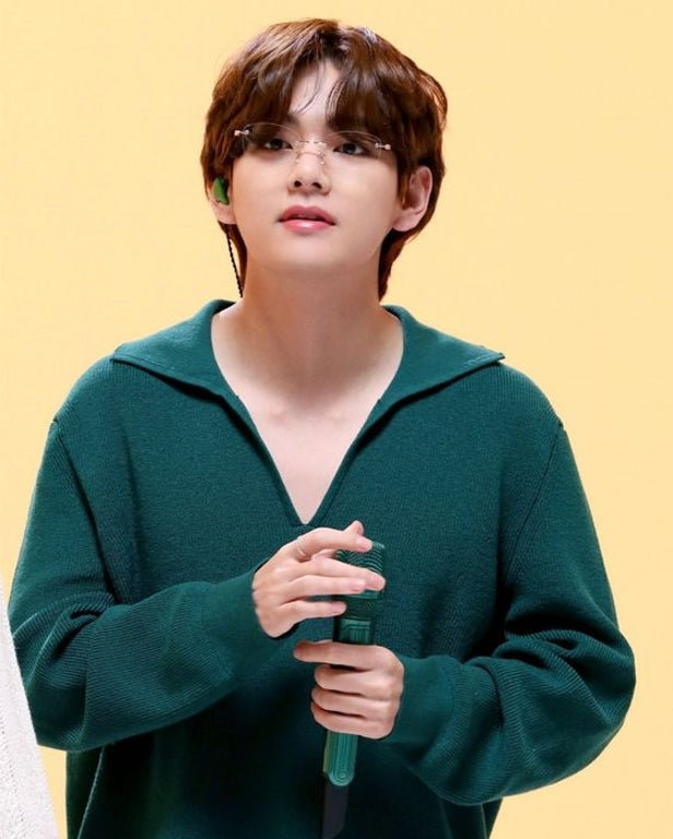 BTS Taehyung Inspired Emerald Green Collared Loose Knitted Sweater