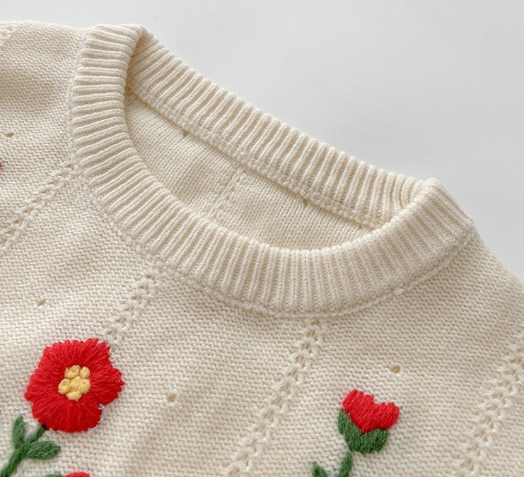 IU-inspired Floral Knit Pullover