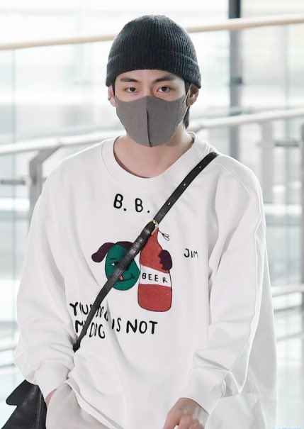 BTS Taehyung Inspired White Sweater B.B.Dog