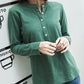 Hometown Cha-Cha-Cha Hong Du Sik Inspired Green Half Button Long Sleeves Top