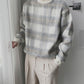 ATEEZ Yunho Inspired Grey Grid Sweater