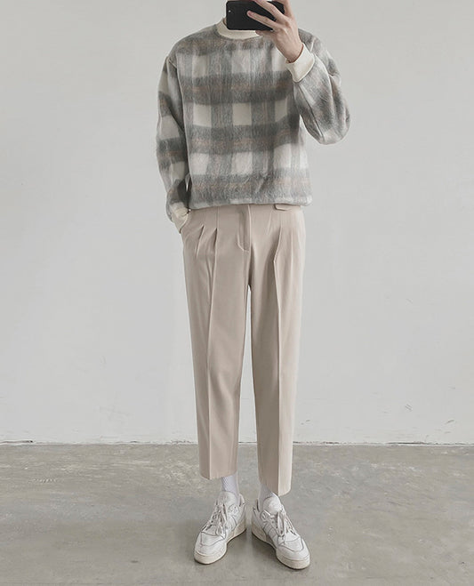 ATEEZ Yunho Inspired Grey Grid Sweater