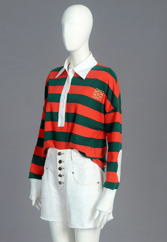 Stray Kids Hyunjin Inspired Orange And Green Striped Cotton Polo Shirt