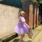 Blackpink Rosé-Inspired Purple Short Sleeve Puff Dress