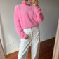 Blackpink Lisa-Inspired Pink Turtleneck Fluffy Sweater