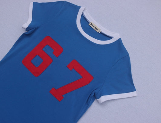 IU Inspired Blue 67 Blue Short Sleeve T-Shirt