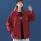 BTS J-Hope Inspired Red Pocketed Denim Jacket
