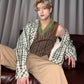 Enhyphen Jake Inspired Green Contrast Patterned Vest
