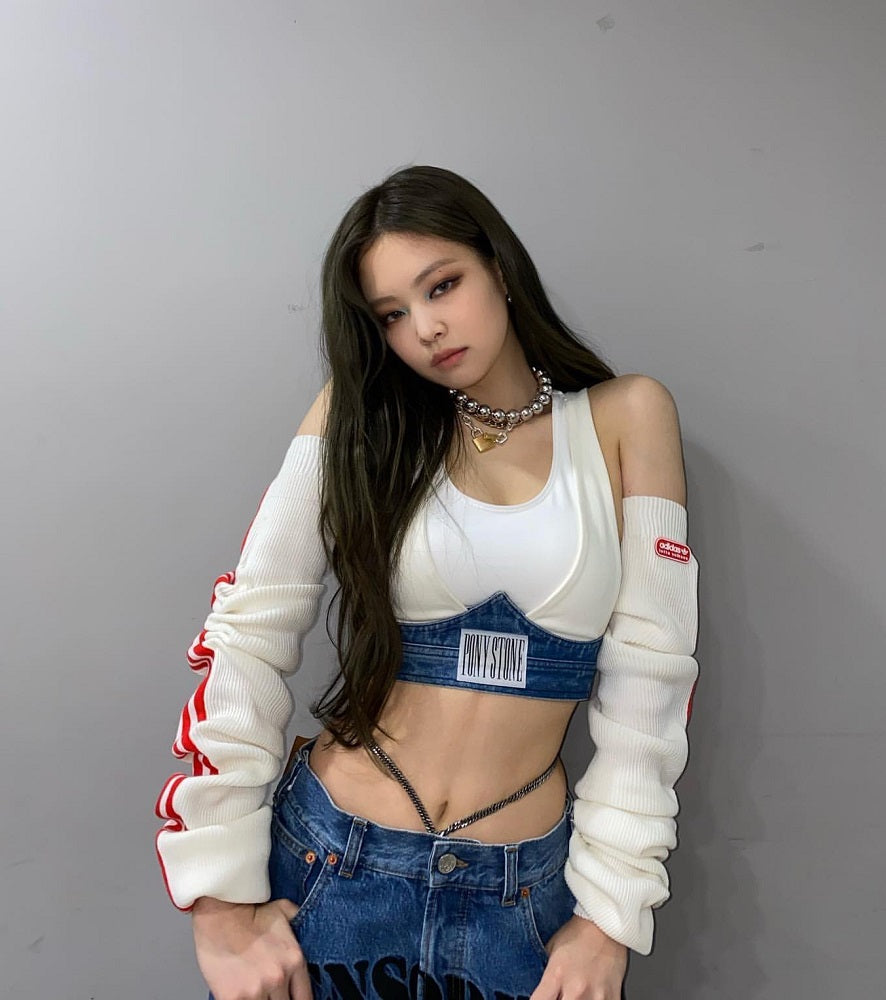 Blue Daisy Embroidered Jeans | Jennie - Blackpink Xs