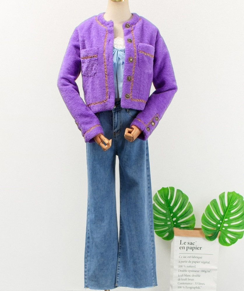 Blackpink Jennie Inspired Lilac Chain Cardigan