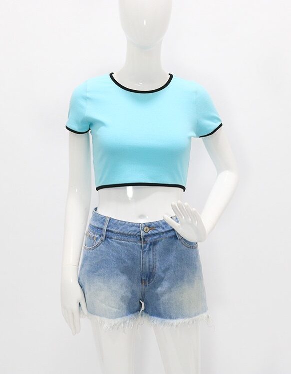 Blackpink Jennie-Inspired Blue Cropped T-Shirt