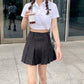 Blackpink Jennie-Inspired Black Stripe Pleated Skirt