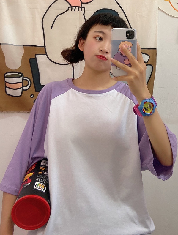 BTS Jimin-Inspired Lilac Sleeves Oversized Sweatshirt