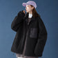 BTS Jimin-Inspired Black Lamb Wool Hooded Jacket