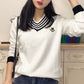 BTS Jin-Inspired White Bee Embroidered Sweater