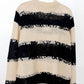 Blackpink Jisoo Inspired Beige Distressed Sweater With Stripe Pattern