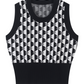 Blackpink Jisoo Inspired Black And White Geometric Patterned Knitted Vest