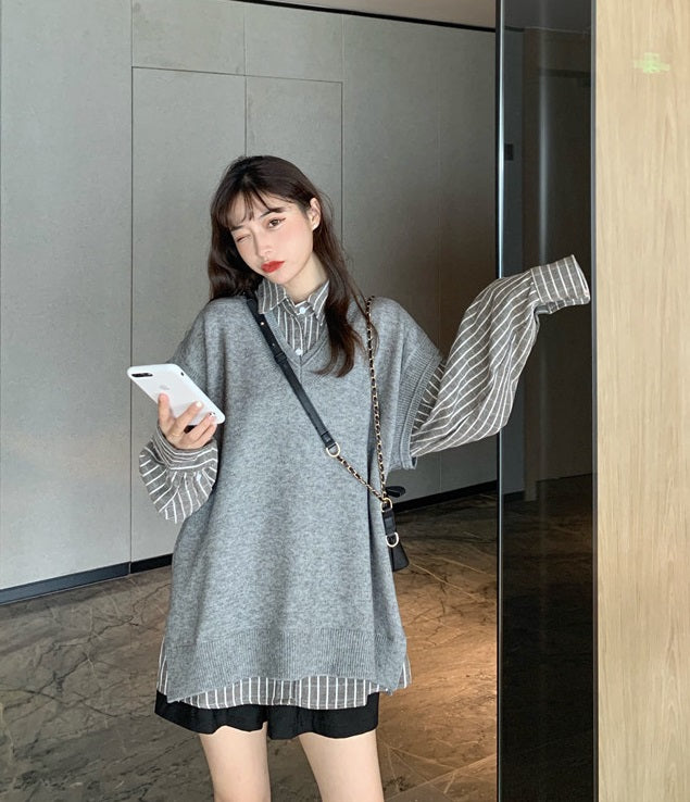 Blackpink Jisoo Inspired Grey Shirt With White Stripes