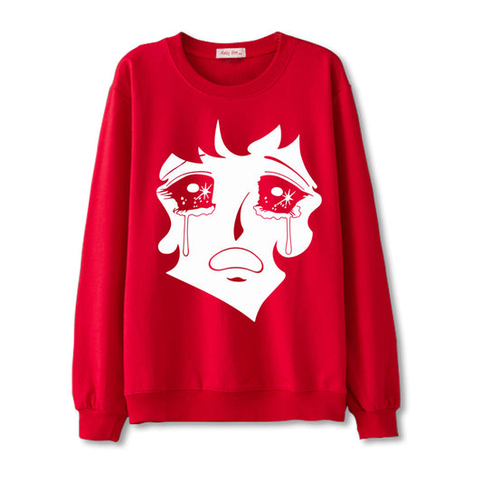 Blackpink Jisoo Inspired Red Crying Anime Sweatshirt