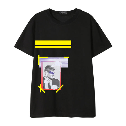 NCT Johnny Inspired Black Framed Eye Covered Man T-Shirt