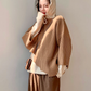 ATEEZ Jongho Inspired Brown Irregular Cut Loose Knit Sweater