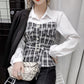 Penthouse Joo Seok Kyung Inspired Black and White Belted Plaid Blouse