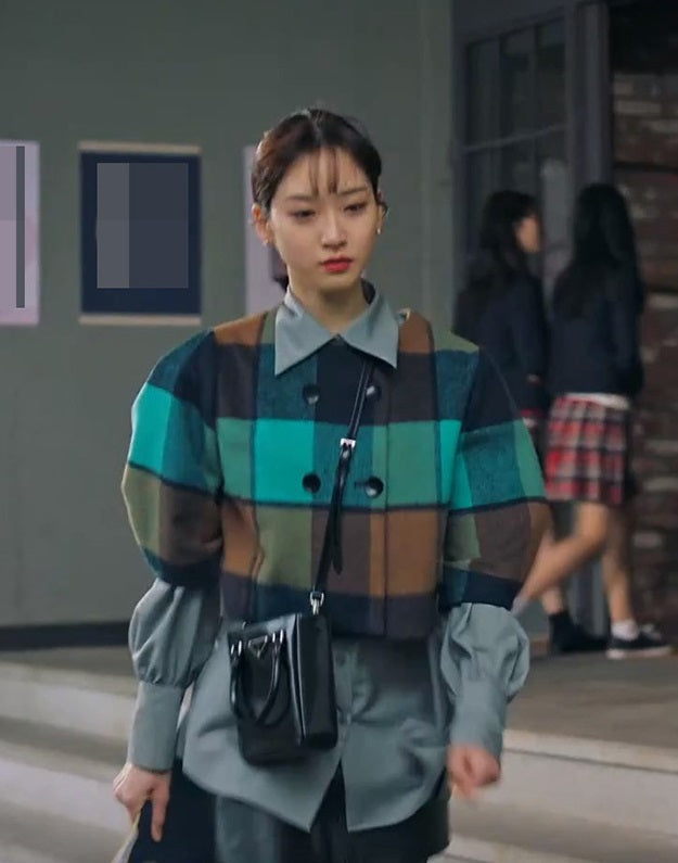 Penthouse Joo Seok Kyung Inspired Blue and Brown Plaid Buttoned Top