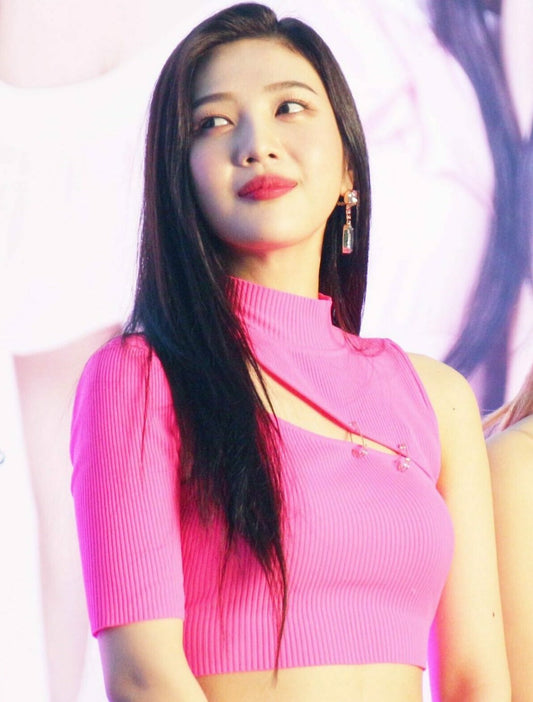 Red Velvet Joy Inspired Pink Slant Chest Cut Crop Top