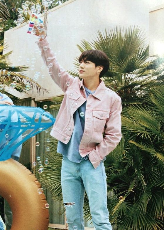 Celebrity Jacket Collection : BTS Jungkook Pink Denim Jacket