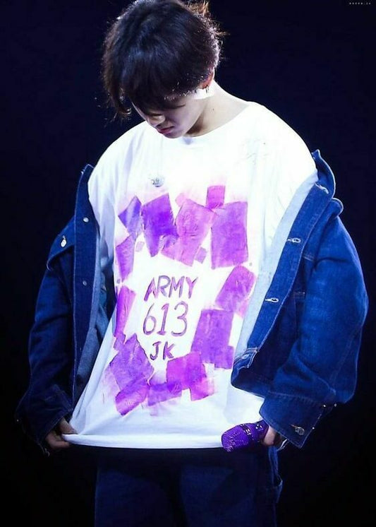 BTS Jungkook-Inspired White Graffiti ARMY T-Shirt