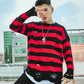 BTS Jungkook-Inspired Red And Black Ripped Striped Sweater
