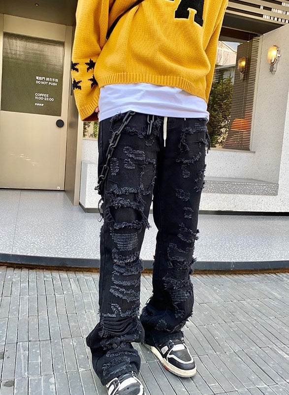 Enhyphen Jungwon Inspired Black Loose Ripped Jeans