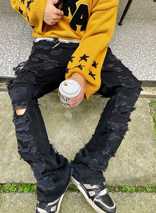 Enhyphen Jungwon Inspired Black Loose Ripped Jeans