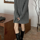 Enhyphen Jungwon Inspired Grey Hooded Ribbed Sweater Dress