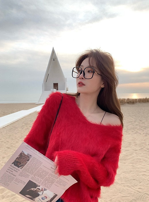 Enhyphen Jungwon Inspired Red Mink Sweater