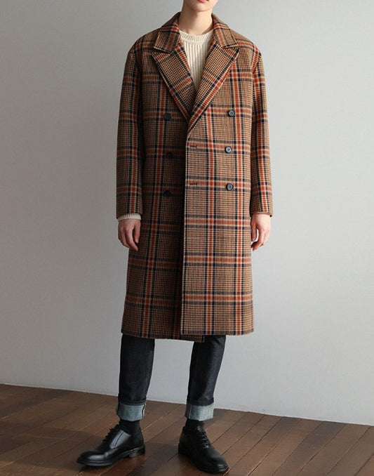 Stray Kids LeeKnow Inspired Brown Plaid Coat