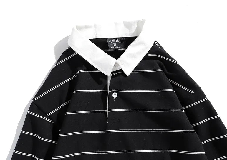 Stray Kids LeeKnow Inspired Black Classic Stripe Polo Shirt