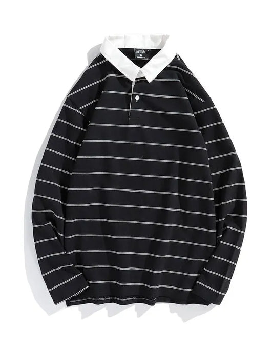 Stray Kids LeeKnow Inspired Black Classic Stripe Polo Shirt